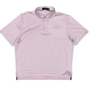 NWOT RLX Ralph Lauren Polo Golf Shirt Stretch Short Sleeve Pink Striped XXL